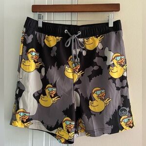 Neff Gray Swim Trunks with Yellow Duck Print